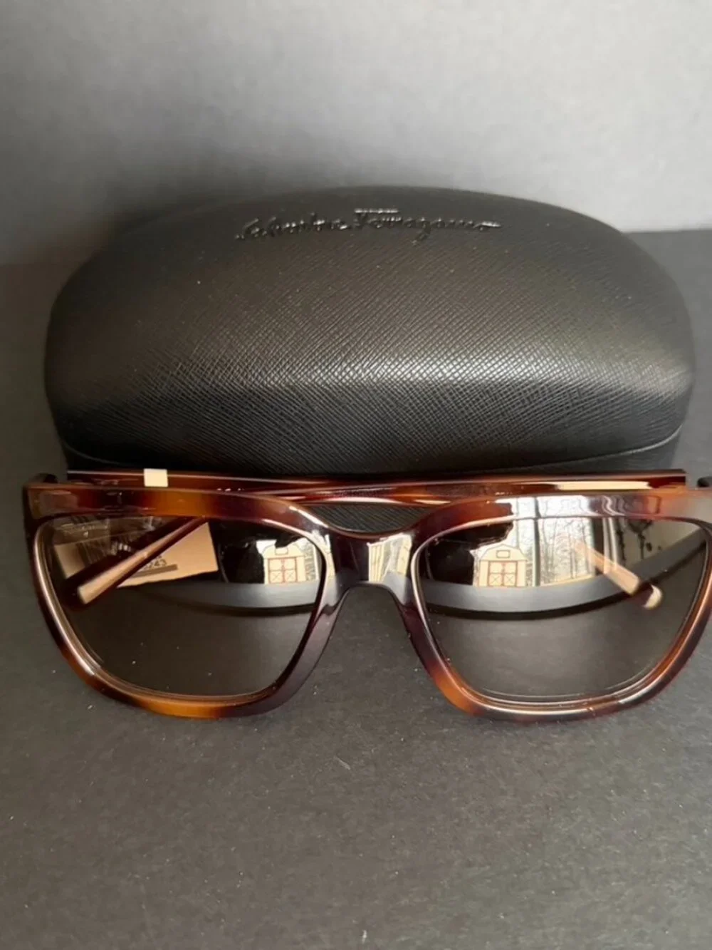 Salvatore Ferragamo Classic Logo 59mm Gradient Rectangle Tortoise Sunglasses